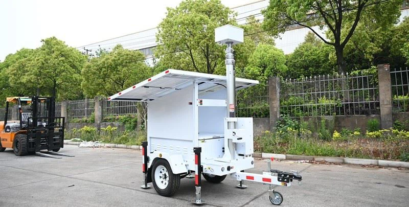 Mobile Solar CCTV Trailer For Outdoor Parking