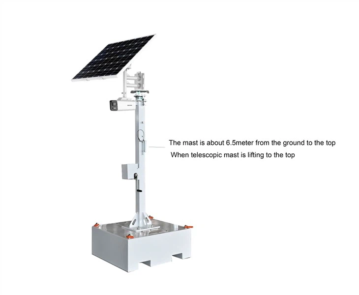 Portable Solar CCTV Surveillance Tower Parking Lot Construction Site
